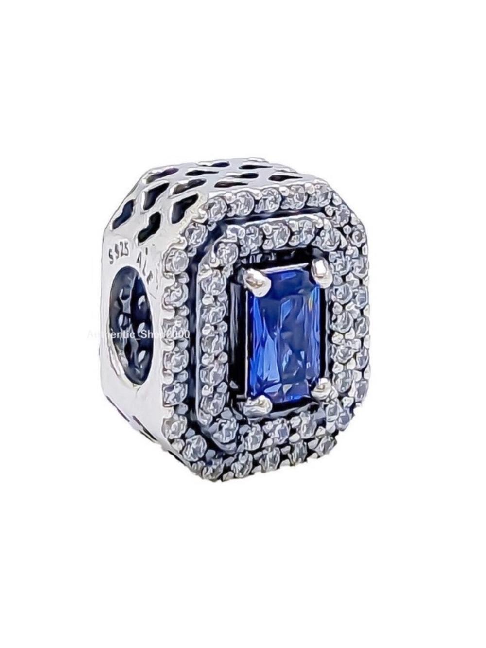 Pandora Blue Sparkling Leveled Rectangular Charm